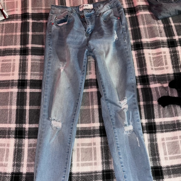 Enjean Denim Collection Distressed Jeans Juniors - Picture 2 of 5
